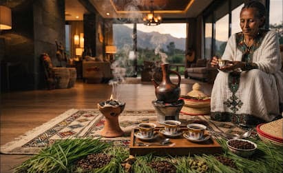 طقوس القهوة الإثيوبية الأصيلة في أجواء فاخرة
